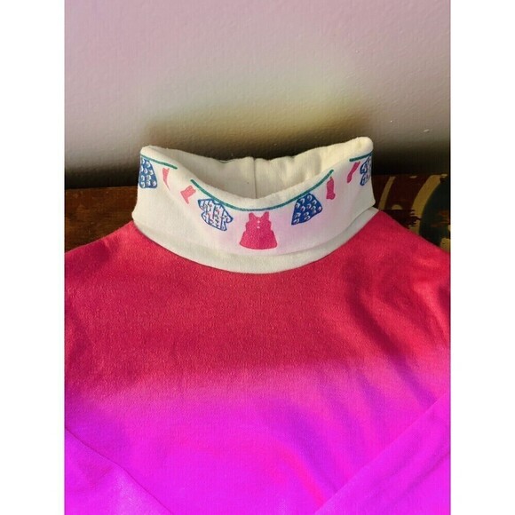Vintage Hartstrings Girls Pink & White Clothesline Cotton Turtleneck  T Sz 4 USA - Picture 3 of 4